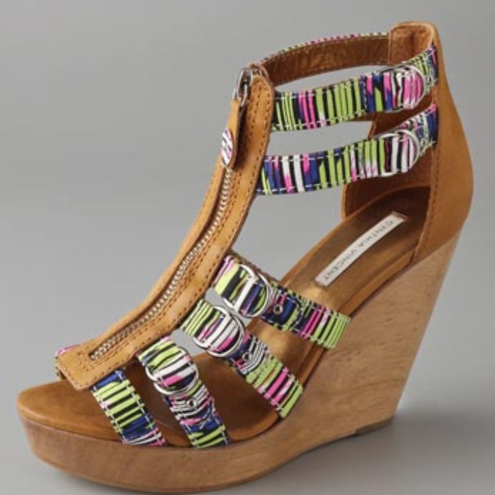 Cynthia Vincent Jagger Zip Wedge Sandals